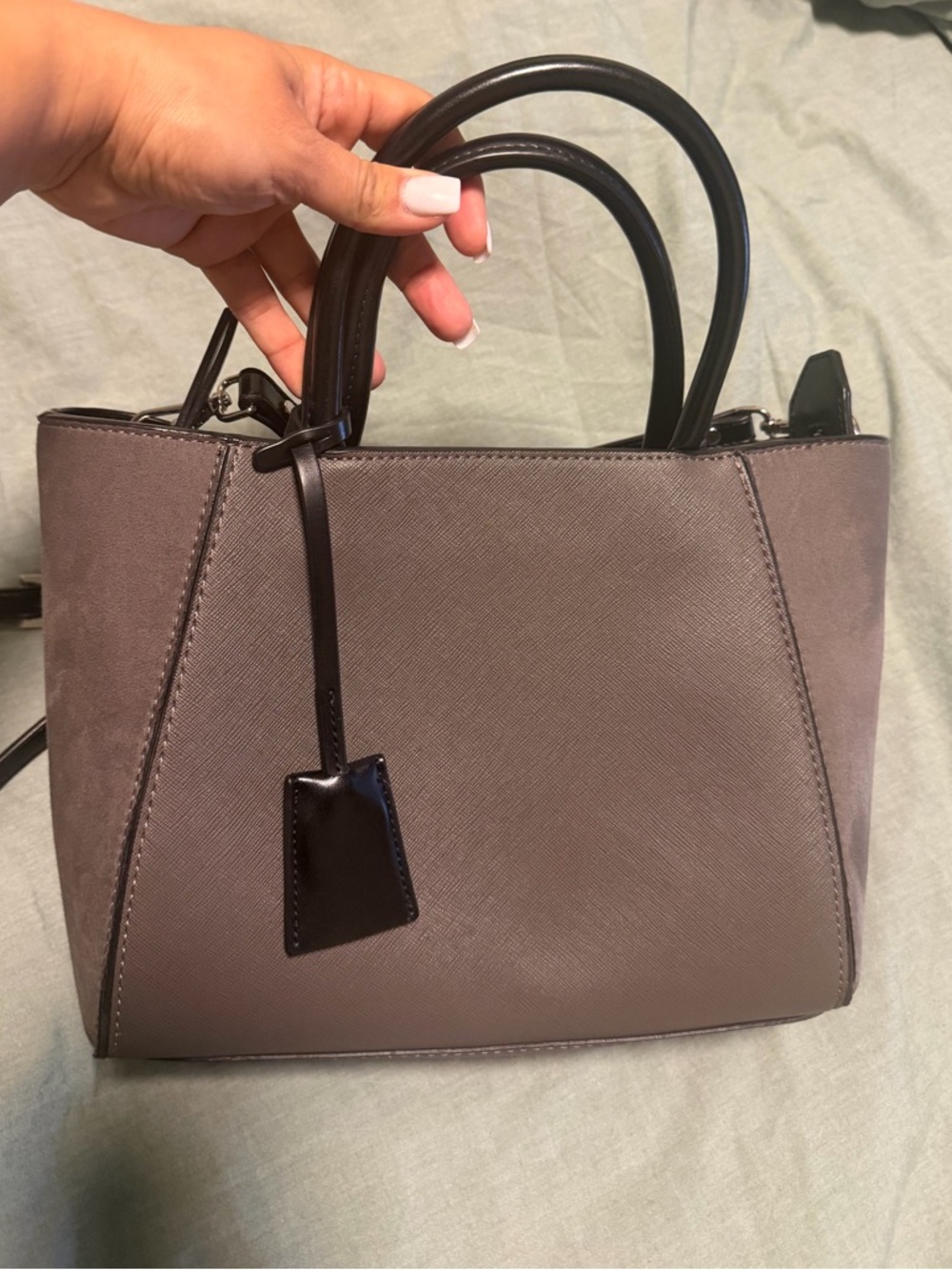 Zara Basics Collection Structured Grey/ black Tote Handbag - Women Bags